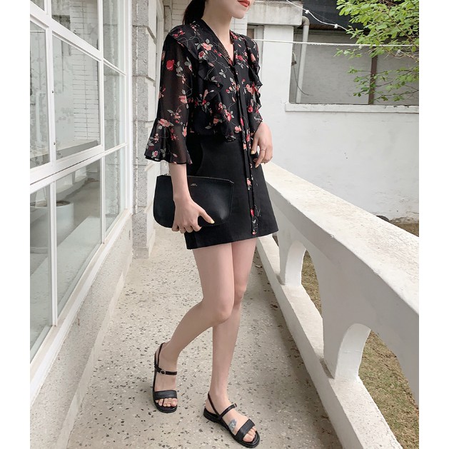 Áo Chiffon Tay Loe Ngắn Phong Cách Hàn Quốc 5.14 & Nữ Tính