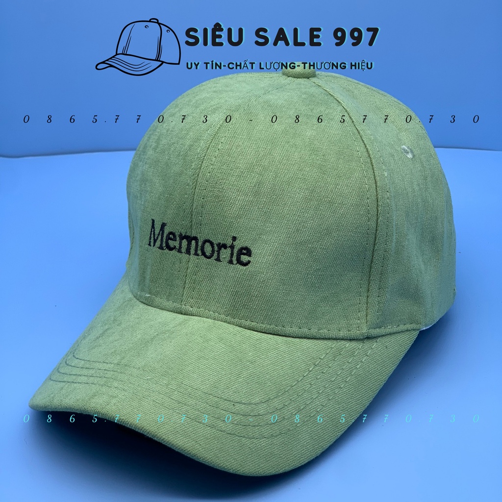 MŨ LƯỠI TRAI THÊU MEMORIE CHẤT NHUNG MỀM MỊN, NÓN KẾT UNISEX CÁ TÍNH THỜI TRANG