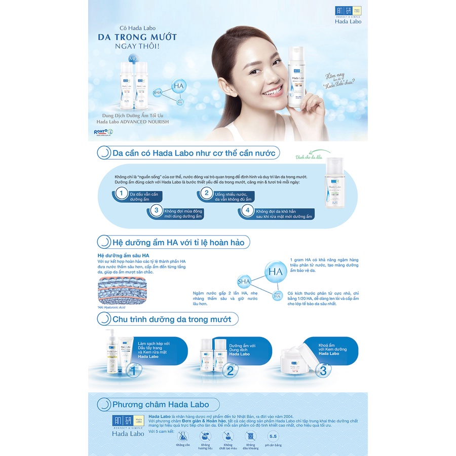 Dung dịch dưỡng ẩm tối ưu Hada Labo  dành cho da thường &amp; da dầu 100ml và 170ml
