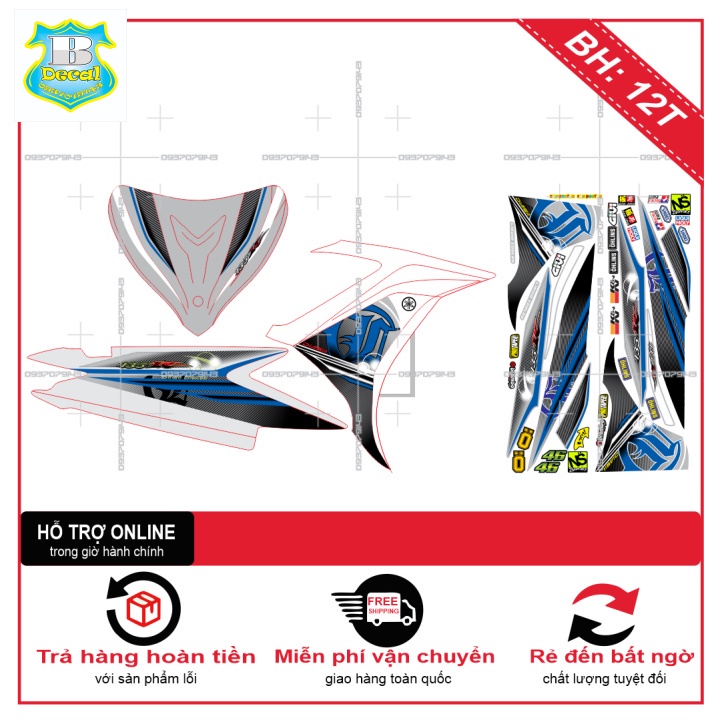 ( Quí khách vui lòng mang ra tiệm cho thợ dán ) Tem EX 2011 LC DÁN XE TRẮNG [Bi Decal]