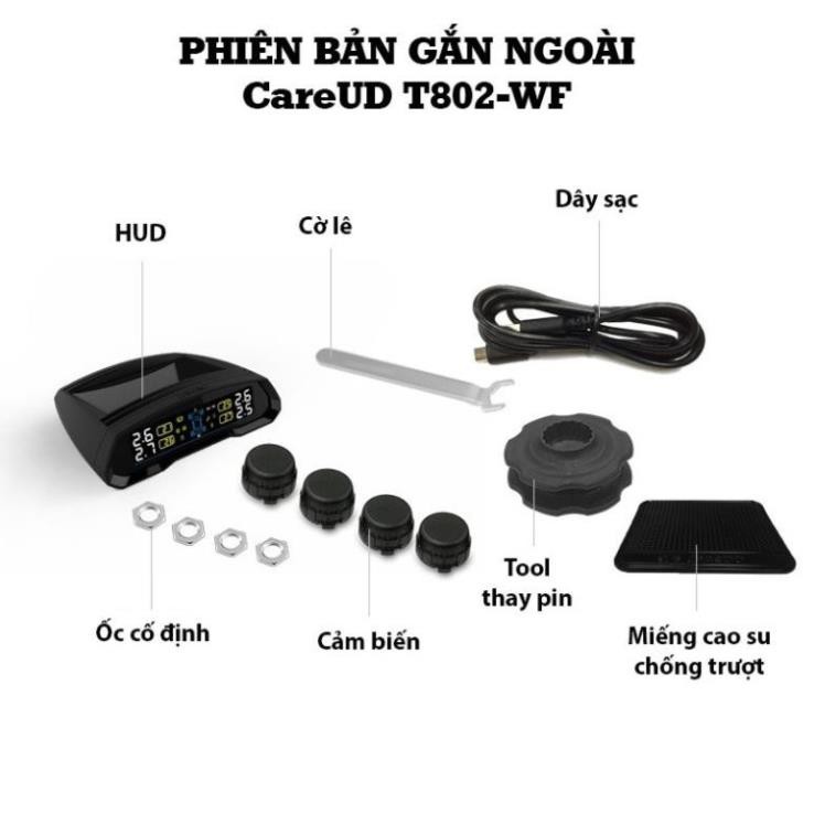 Cảm Biến Áp Suất Lốp Ô Tô TPMS Cao Cấp CareUD T802 (2 phiên bản, Gắn Trong hoặc Gắn Ngoài)