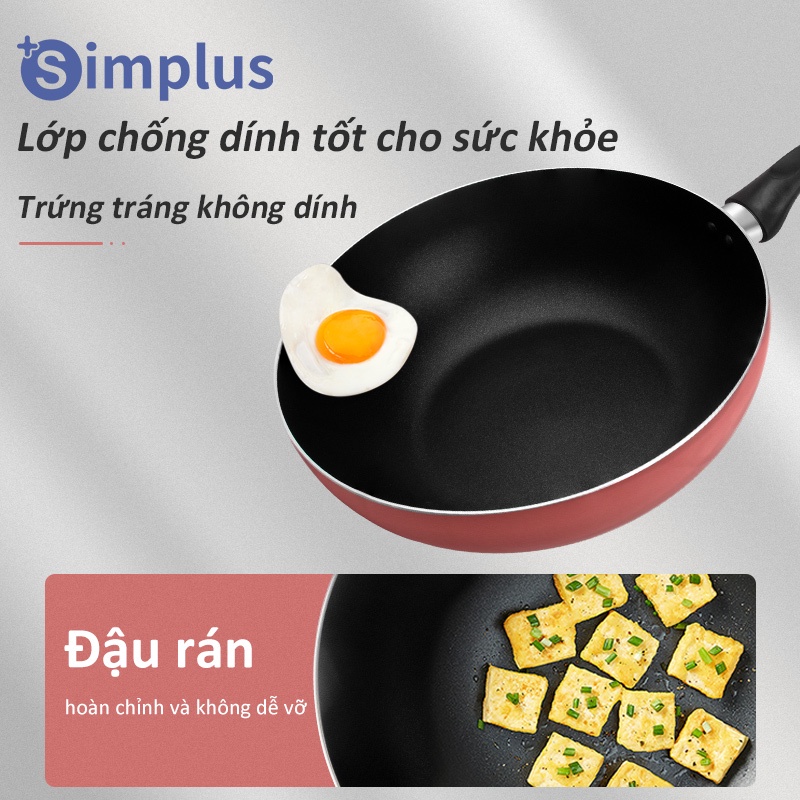 Chảo chống dính Simplus 28cm sử dụng được cho bếp từ, bếp gas, chảo đa năng chuyên dụng