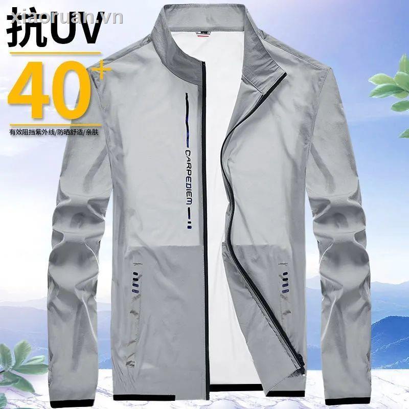 Áo khoác thể thao nam bằng lụa lạnh siêu mỏng thoáng khí chống tia UV bảo vệ khỏi tia UV1