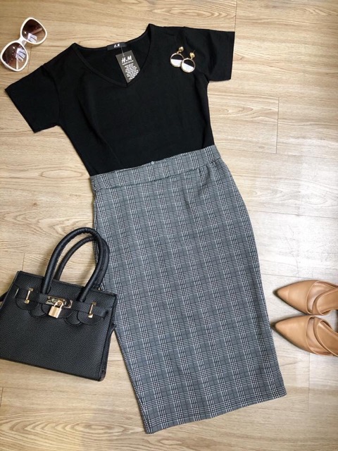 CHÂN VÁY BÚT CHÌ KẺ Ô ( ảnh thật chụp canh ) | BigBuy360 - bigbuy360.vn