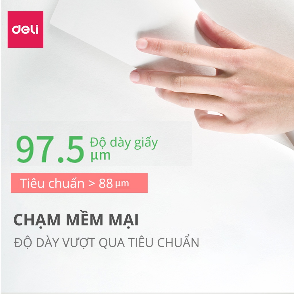 Giấy in A4 cao cấp Deli định lượng 70gsm - Tệp 500 tờ, chống tích điện, chống lóa - W7401