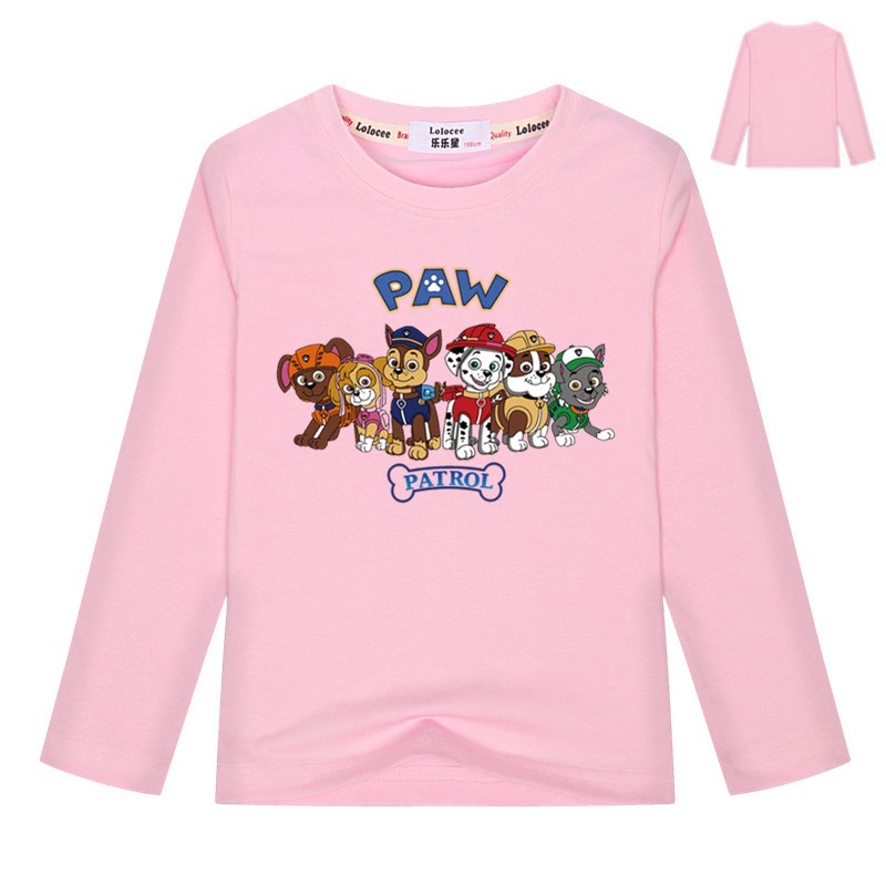 Trẻ em áo thun dài tay bé trai hoạt hình paw tuần tra chó in áo Quần áo