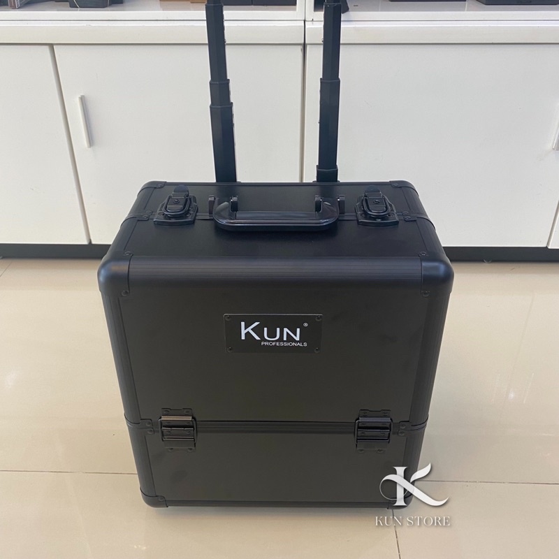 Cốp trang điểm chuyên nghiệp KUN 4 tầng đáy cao loại thấp có 2  bánh xe tiện lợi thời trang chắc chắn