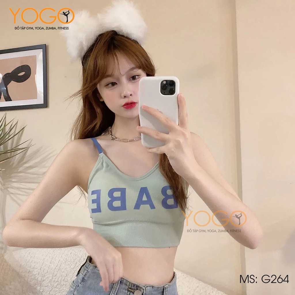Áo bra tập gym yoga nữ YOGO dáng áo croptop ôm body có mút mỏng đệm ngực co giãn 4 chiều thấm hút mồ hôi G264