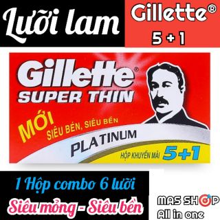 Hộp lưỡi lam Gillette 5 + 1 (combo 6 lưỡi) / Siêu mỏng - Siêu bền