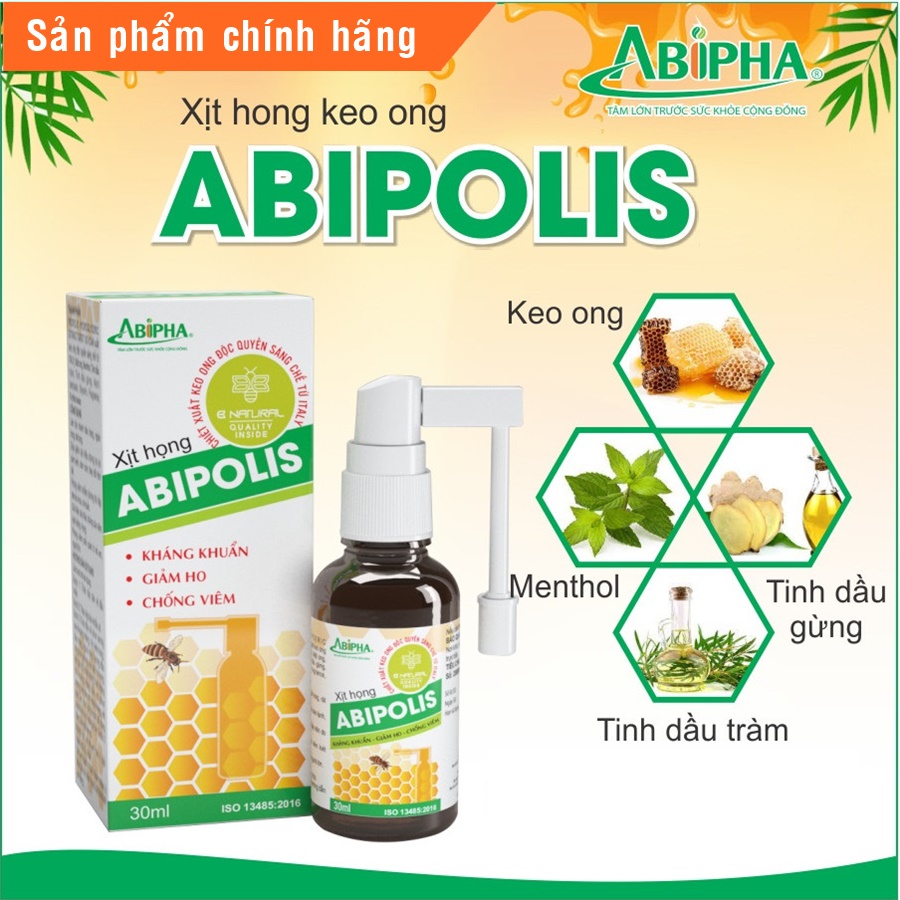 Xịt Họng Chiết Xuất Keo Ong ABIPOLIS 10ML, 15ML, 30ML, Kháng Khuẩn, Giảm Ho, Không Lo Viêm Họng, Nhiệt Miệng