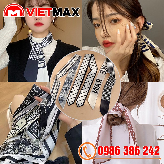 🏠 Dây Buộc Tóc Vải Thời Trang Hot Trend ; Khăn Lụa Quàng Cổ Quấn Túi Đa Năng Phong Cách Hàn Quốc (100x8cm)