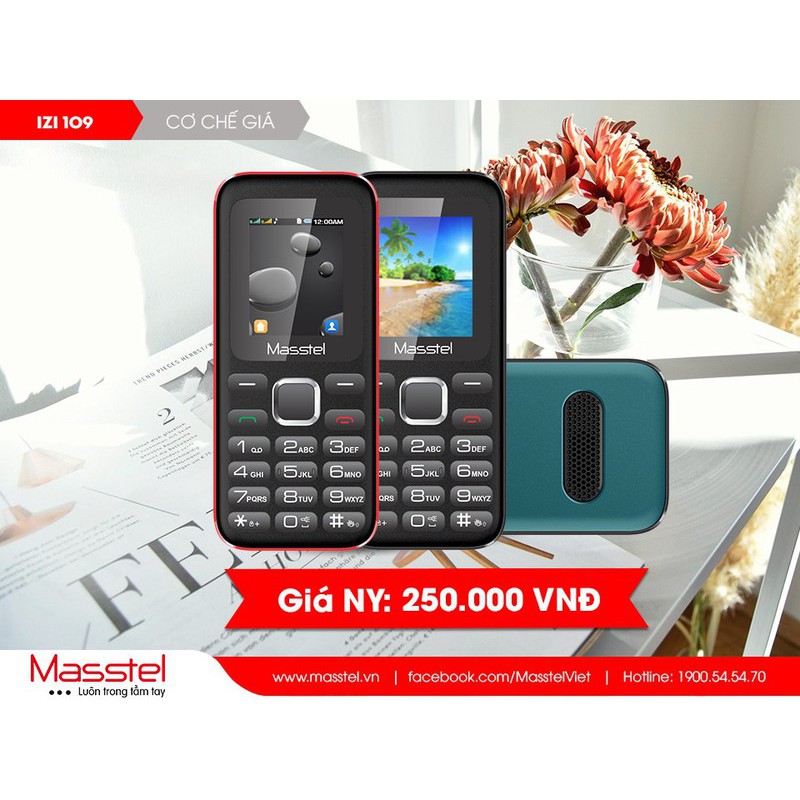 Điện thoại Masstel izi 109 2 sim Bảo hành 12 tháng có đèn pin