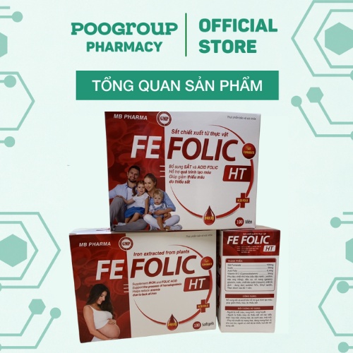 Viên uống Fe Folic HT bổ sung sắt và acid folic hỗ trợ quá trình tạo máu, giảm thiếu máu do thiếu sắt