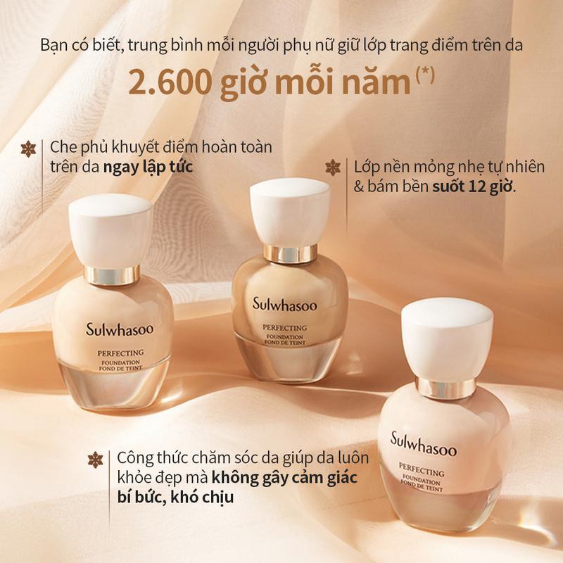 [Hot] Túy kem nền Sulwhasoo Perfecting Foundation SPF17/PA+ 4ml che khủ hoàn hảo, kiềm dầu, siêu mịn và giữ tone 24h