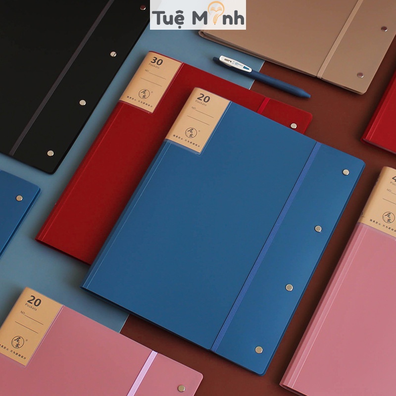 Bìa đựng hồ sơ màu Retro K56 khổ A3 file lá 20 ngăn bảo quản hồ sơ tài liệu tiện lợi