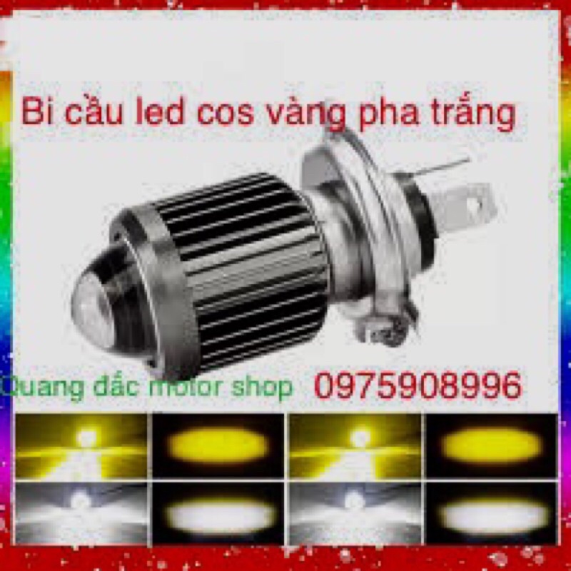 BI CẦU LED CỐT VÀNG PHA TRẮNG CHÂN H4 hàng loại 1