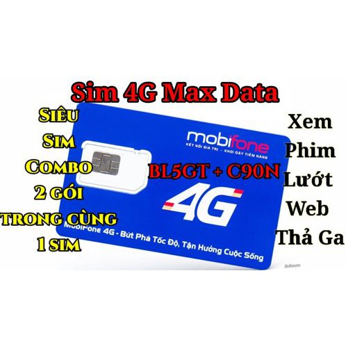 Sim 4G MobiFone BL5GT 50K/1 Tháng 1000 Gb  Hỗ Trợ Nghe Gọi