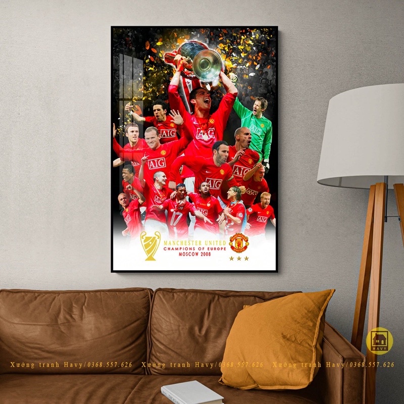 Tranh MU manchester united mica tráng gương