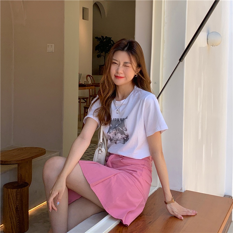 Áo Thun Tay Ngắn Cổ Tròn In Họa Tiết retro Dành Cho Nữ