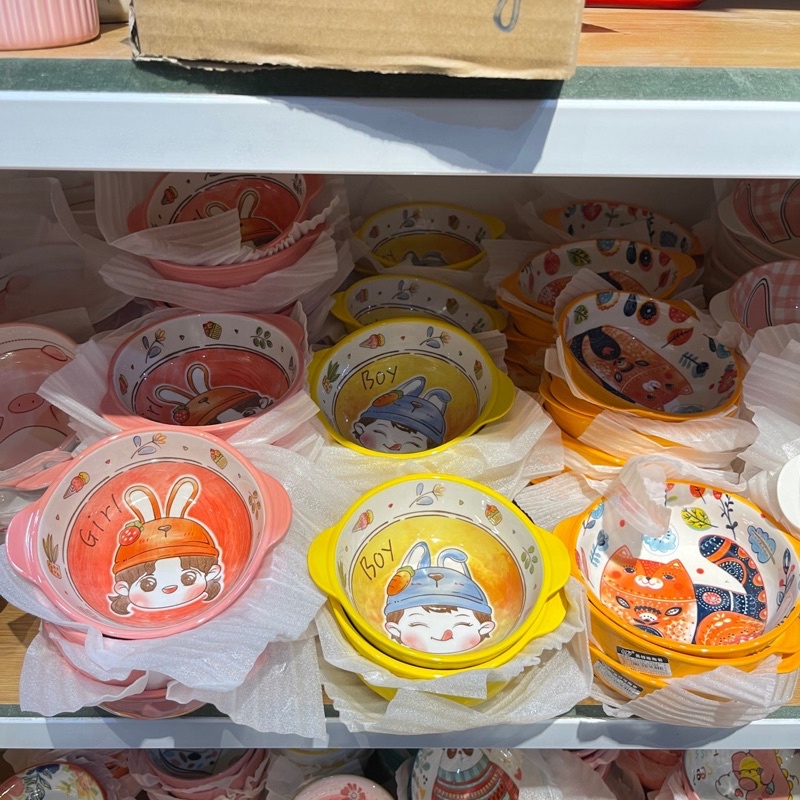 Bát ăn cơm Chén bát sứ cho bé ăn dặm hoạ tiết hoạt hình dễ thương decor bàn ăn