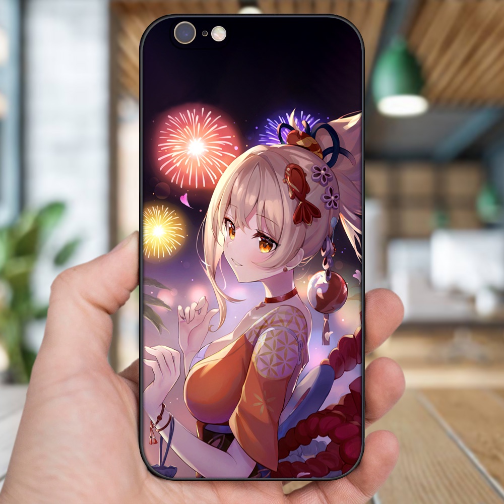 Ốp lưng iPhone 6, 6s dẻo đen cạnh vuông in hình Yoimiya Genshin Impact
