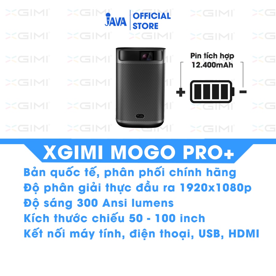 Máy chiếu mini Xgimi Mogo Pro Plus Fullhd 1080p - hỗ trợ 4K HDR,công nghệ DLP, 3D độ sáng cao 300 Ansi lumens