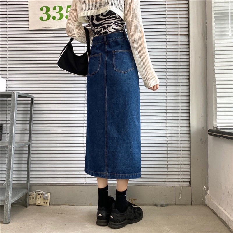 Chân váy jeans dáng MAXI hack dáng siêu đẹp