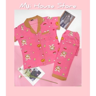 Đồ bộ pijama tay ngắn quần dài lụa Hàn