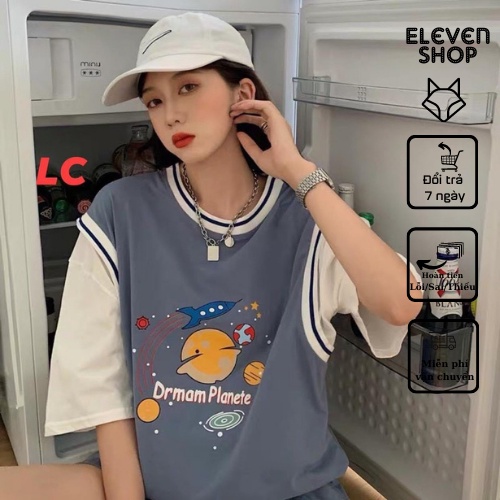 Áo thun bóng rổ Unisex Drmam Planet form rộng vải cotton dày dặn