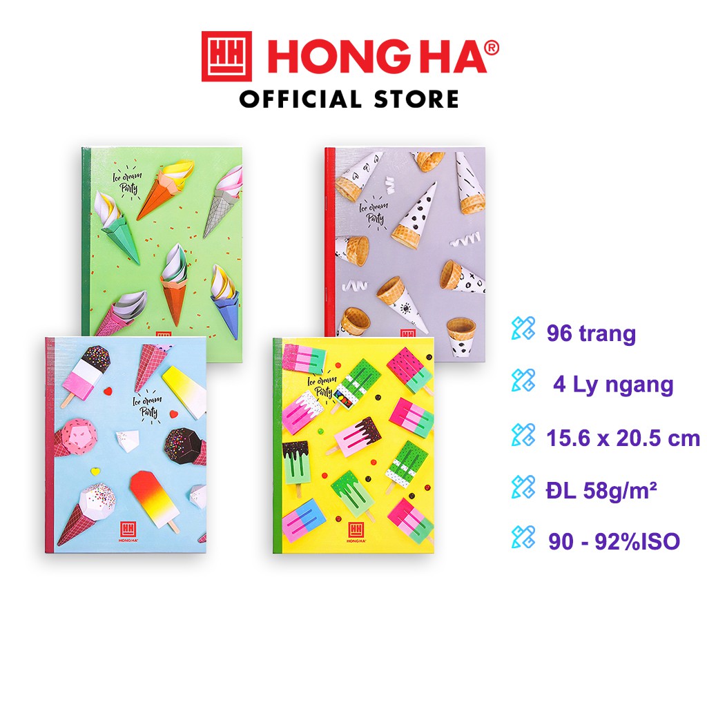 10 quyển Vở 4 ly ngang Hồng Hà 96 trang Class Paper Color 0425 dành cho học sinh miền Trung - Nam