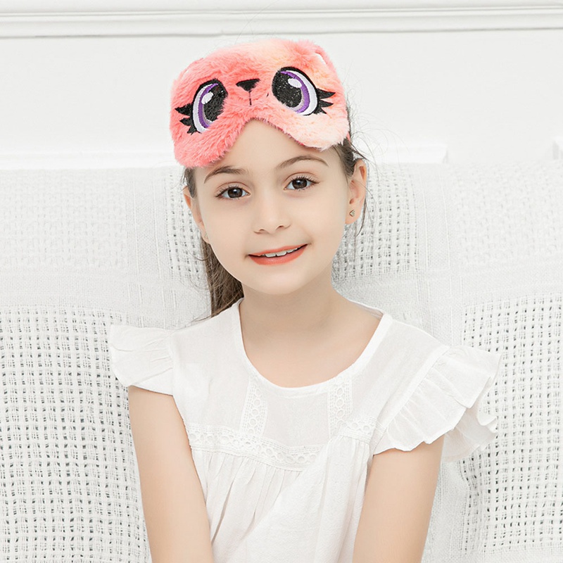 Bịt mắt ngủ hình động vật hoạt hình phủ vải lông thoáng khí cho người lớn và trẻ em