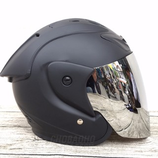 {Giá hủy diệt } Mũ Asia MT115 đen nhám kính khói - Mũ bảo hiểm 3/4 đầu chính hãng