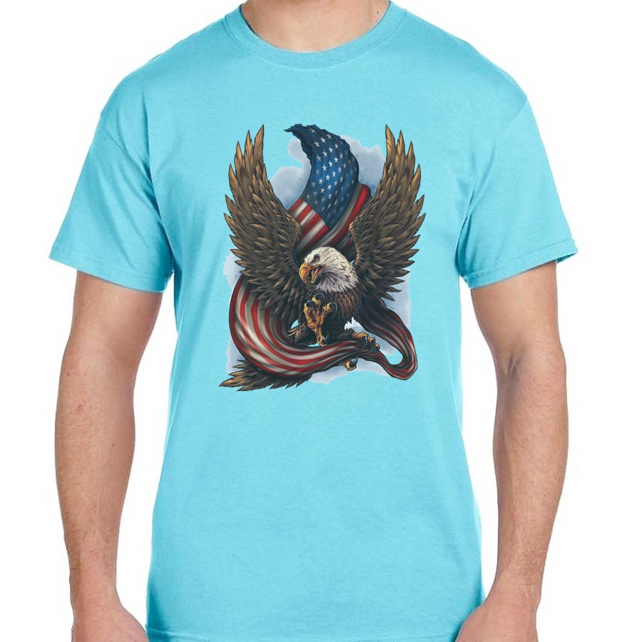 Áo thun Nam AZ - Đại bàng Mỹ Eagle America 3D - Form Rộng BIGSIZE F62