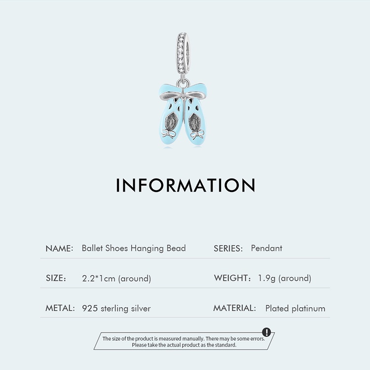 BAMOER Mặt Vòng cổ Bạc 925 Hình Đôi Giày Ba Lê Thời Trang