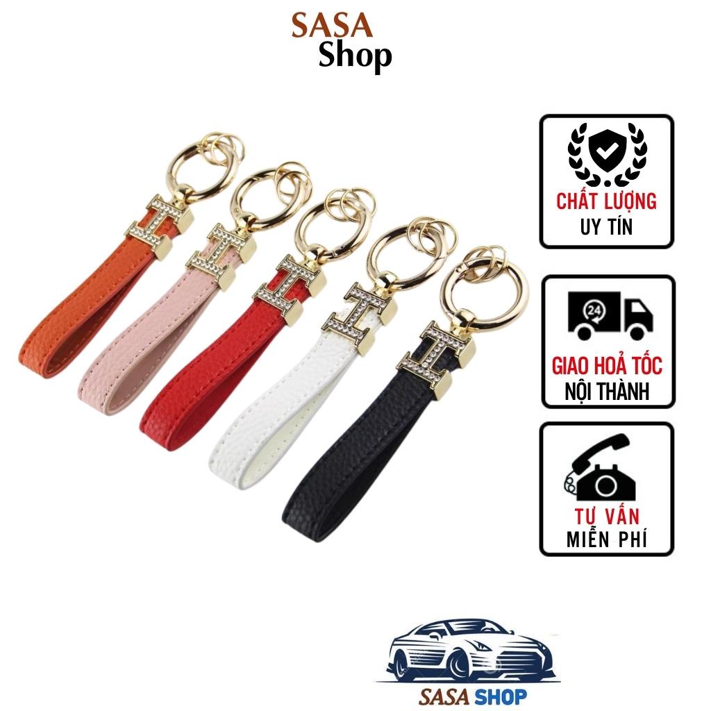 Móc khoá da chữ H móc chìa khóa cao cấp nhiều màu cho xe hơi xe máy
