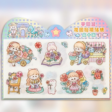 Miếng Dán Trang Trí Sổ Tay Bỏ Túi Hình Cô Gái Nhật Bản Dễ Thương