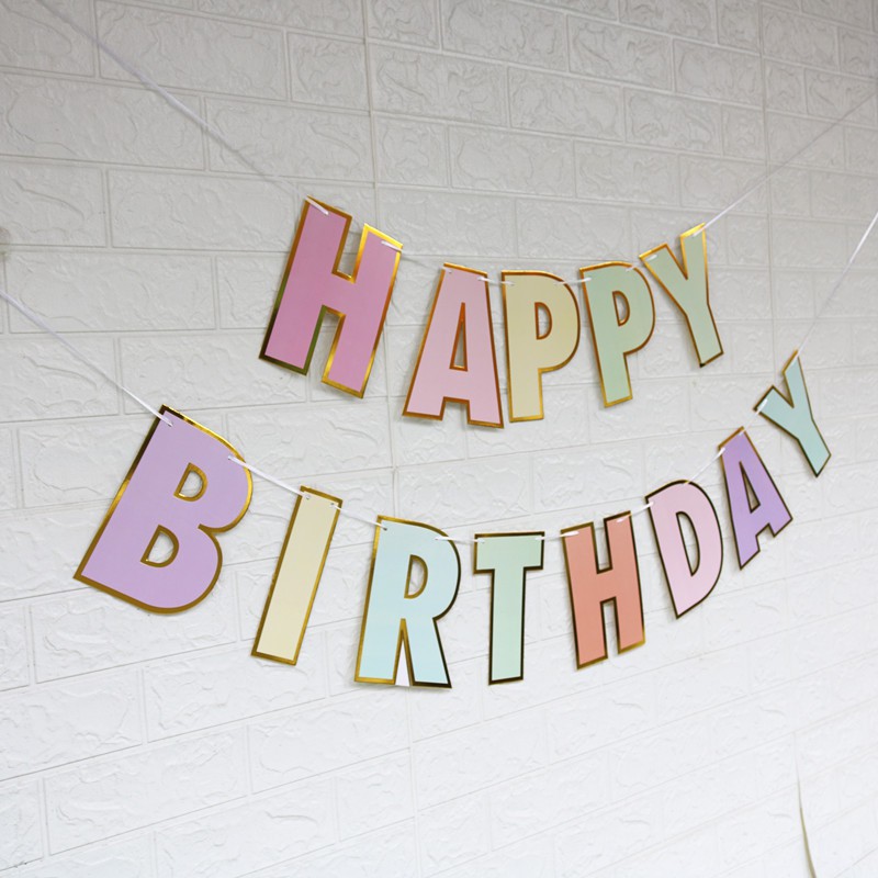 Dây biểu ngữ họa tiết chữ Happy Birthday sáng tạo trang trí sinh nhật