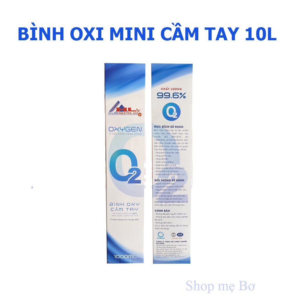 Bình thở oxy mini cầm tay dung tích khí 10.000ml, độ tinh khiết 99,6%