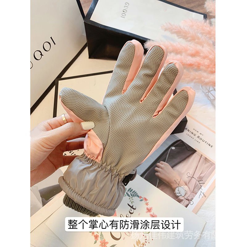 Găng tay trượt tuyết vải Cashmere Cotton dày giữ ấm chống thấm nước thiết kế dễ thương cho nam và nữ