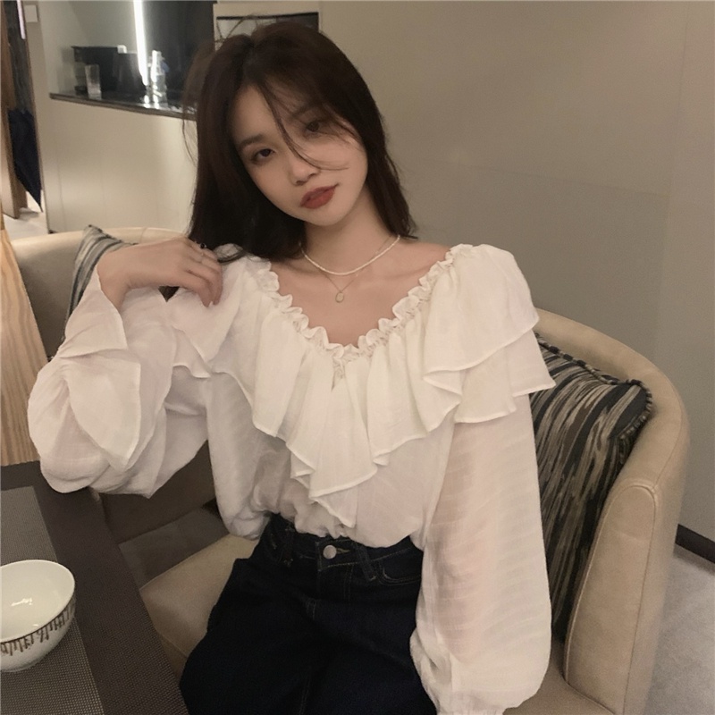 Áo Sơ Mi Dài Tay Cổ Chữ V Rộng Rãi 53968