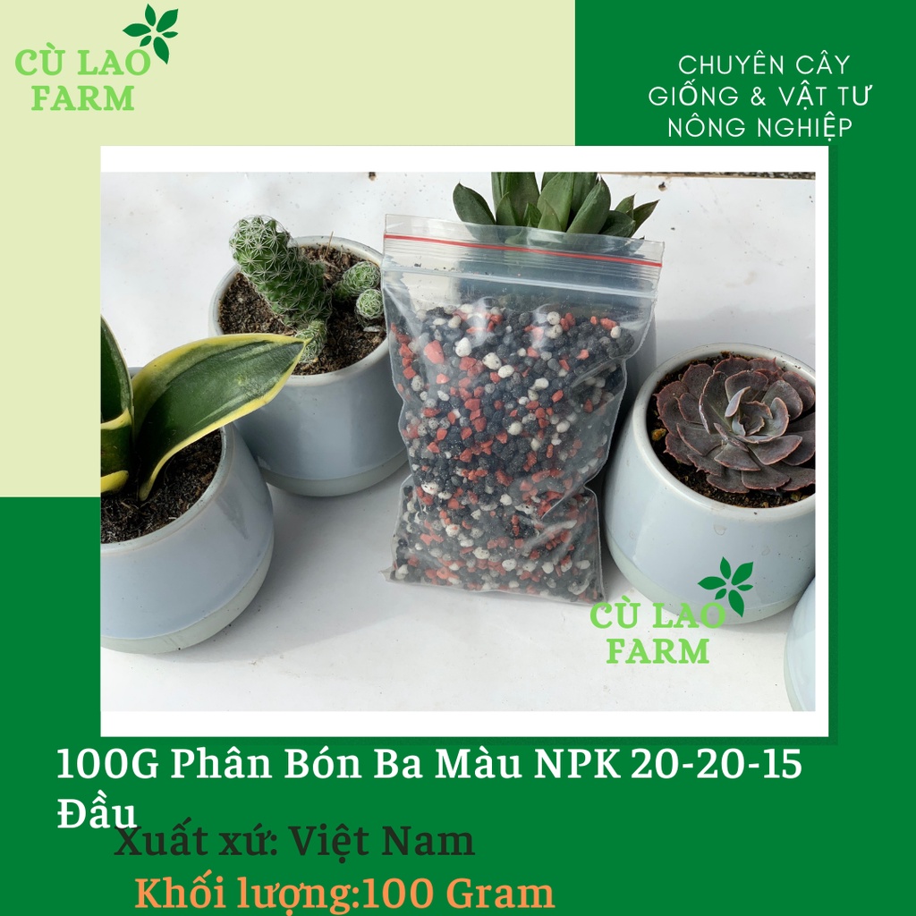 100g Phân Bón 3 Màu , Đầu Trâu Đen NPK 20-20-15 Dùng cho rau màu, hoa kiểng...