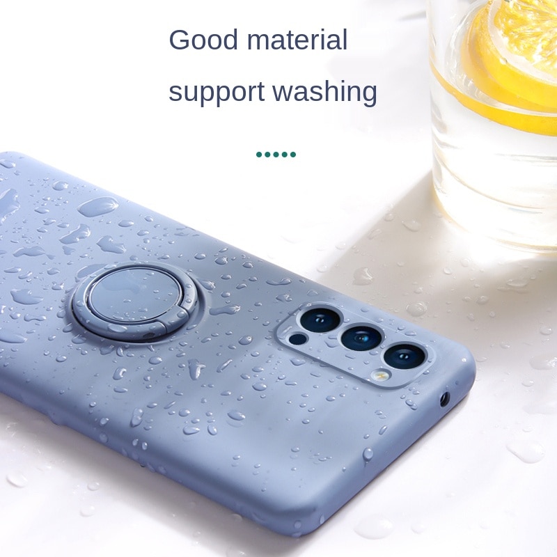 Oppo Reno5 Pro Reno 3  Case Liquid Silicone Case Full Cover Camera Với Ring Holder Case