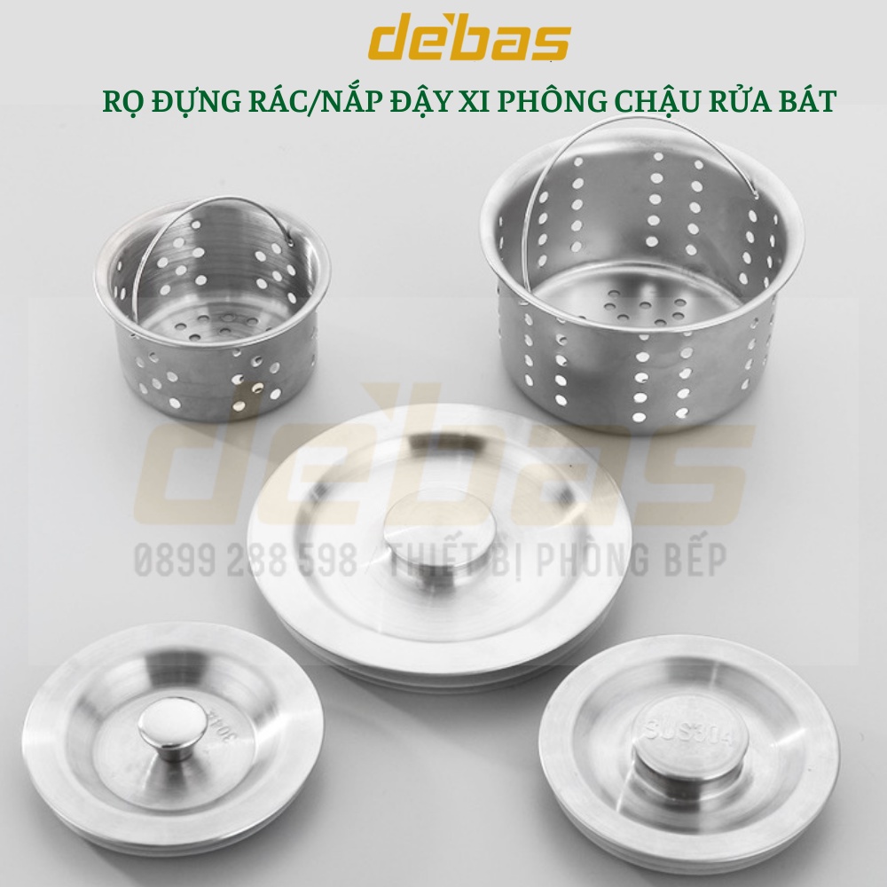 Bộ giỏ lọc rác nắp đậy bồn rửa bát INOX SUS304 rổ giỏ lọc rác gác bồn rửa Debas [PHỤ KIỆN]