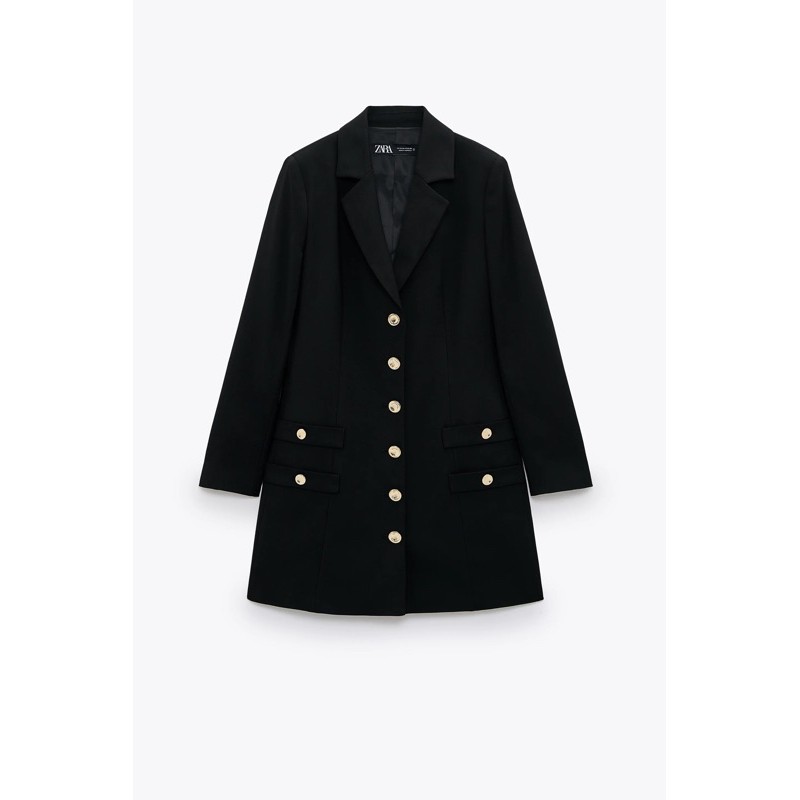 ZARA Đức - Đầm váy sale auth new tag cao cấp chính hãng dáng vest blazer nút vàng ngắn ôm đen có sẵn 2028/695