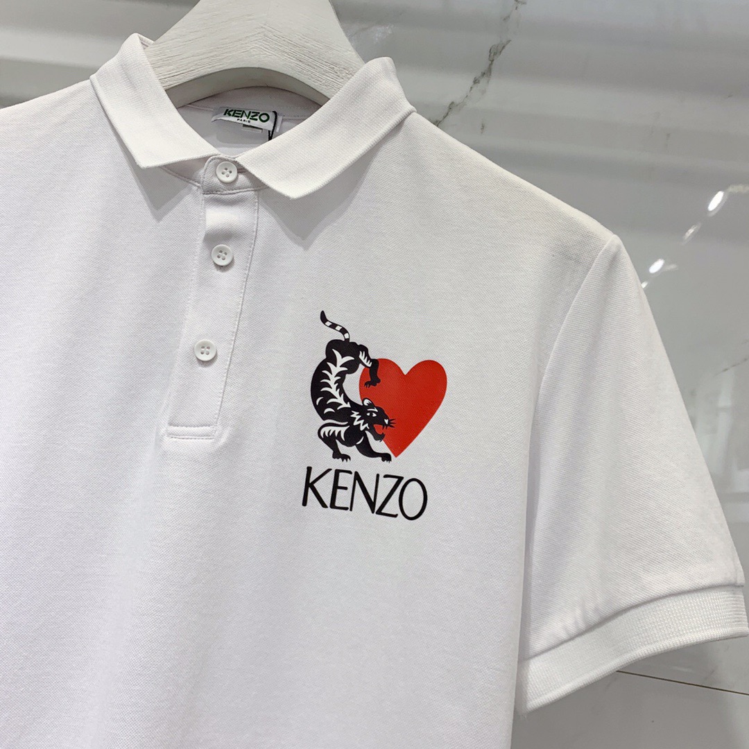 kenz0 Summer 2020 new tiger chest love logo printed thin t-shirt fashion trends men polo