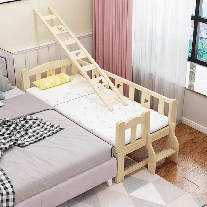 Giường trẻ em, giường ngủ gỗ có cầu thang lên xuống, quây 4 mặt kích thước 150*70*40. Gỗ thông, không mùi, lắp đặt dễ
