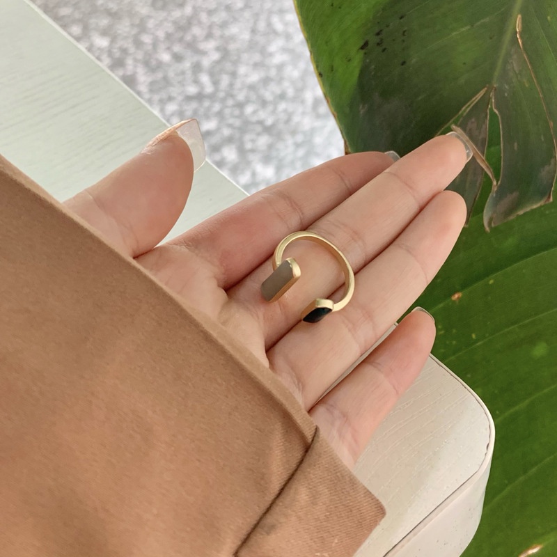 Nhẫn hở thiết kế hình học đơn giản thời trang sang trọng cho nữ