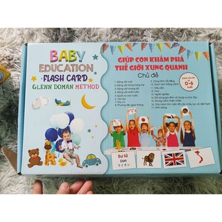 Bộ thẻ flashcard glenn doman giúp con khám phá TGXQ KT15x21cm giấy Ivory 350 gồm 280 thẻ 17 chủ đề
