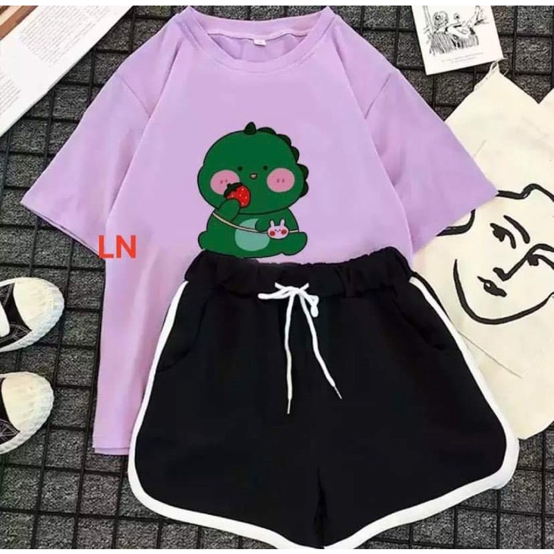 Sét áo khủng Long dâu Tây +quần đùi viền LN11