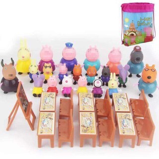 Bộ đồ chơi lớp học heo Peppa 13 nhân vật (hình thật ảnh cuối)